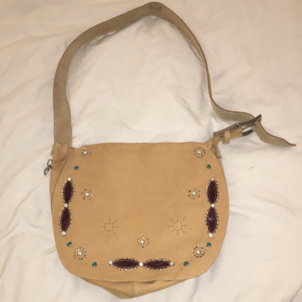 Western style genuine leather cross shoulder bag